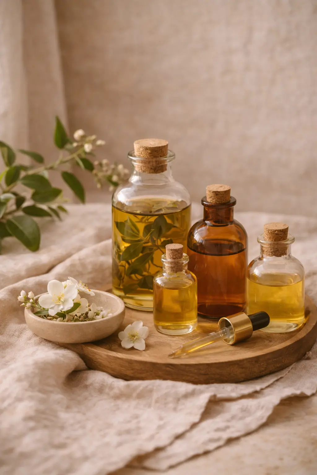 Huiles essentielles et fleurs de jasmin