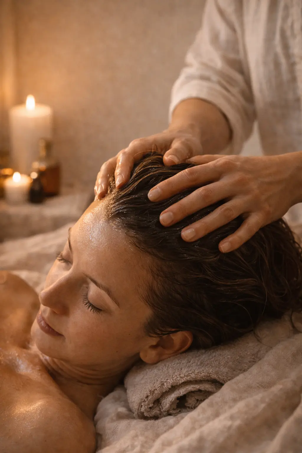Massage du crâne et cheveux - détente profonde
